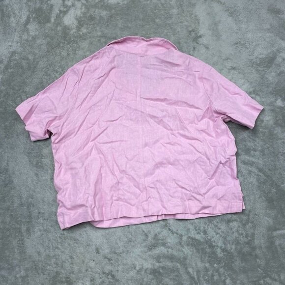 Buffalo David Bitton Pink Linen Viscose Shirt XL Short Sleeve a1522 - Picture 7 of 8